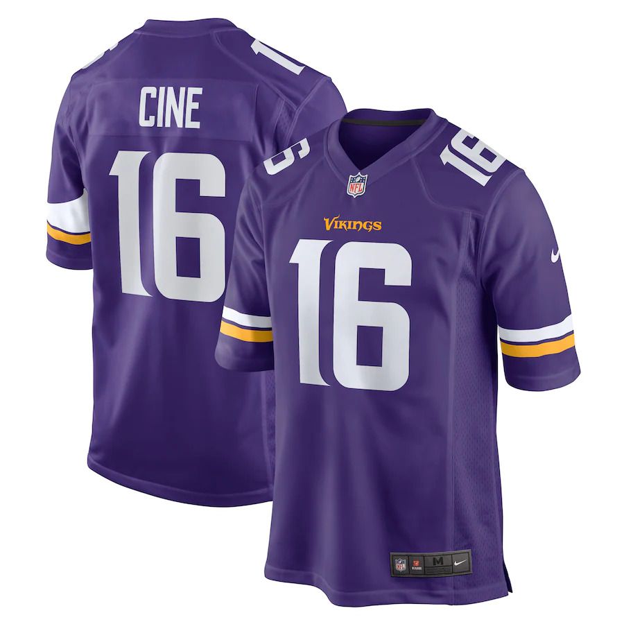 Men Minnesota Vikings #16 Lewis Cine Nike Purple 2022 NFL Draft First Round Pick Game Jersey
